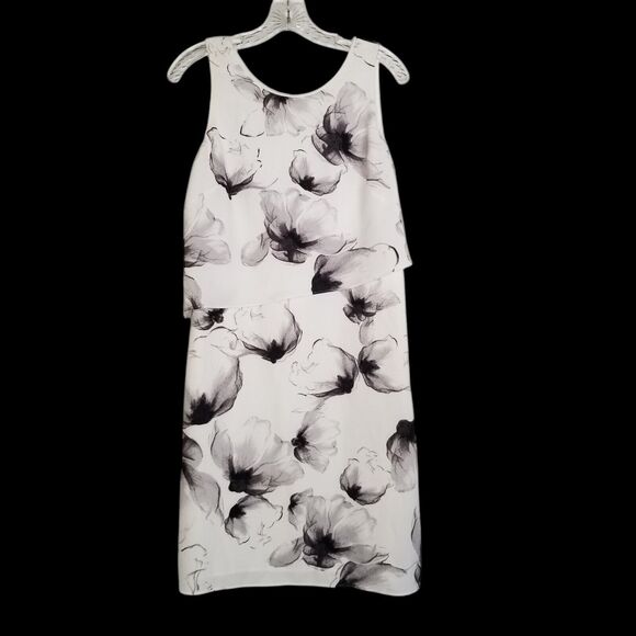White House Black Market Floral Watercolor Layered Ruffle Dress Sz 8 Flowy Artsy - Picture 1 of 8
